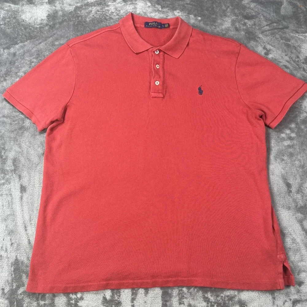 Ralph Lauren‎ Polo Shirt Mens L Red Classic Fit Short Sleeve Pony Preppy Knit